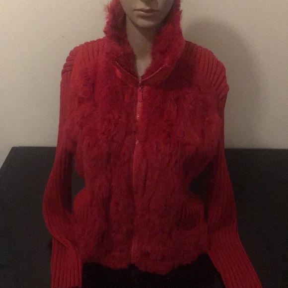 Women’s red sweatshirt top zip up zipper jacket - Picture 7 of 11